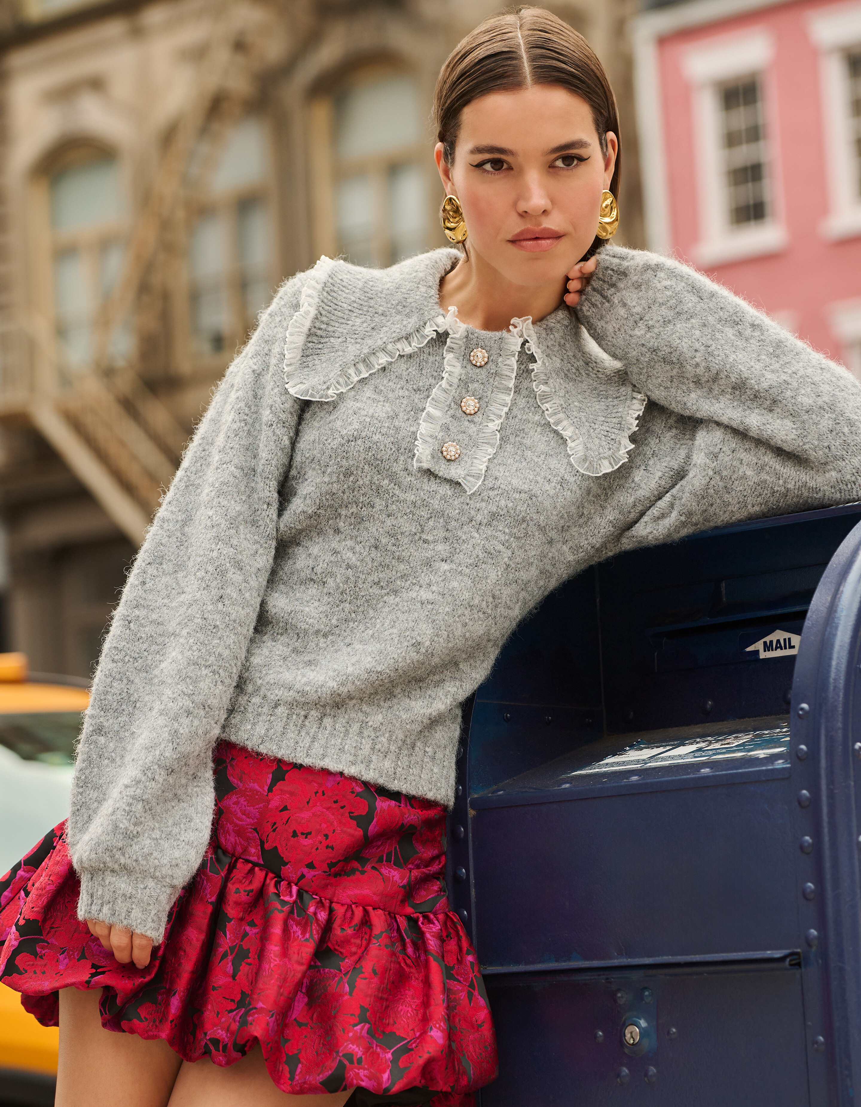 Collar Knit Trui Lichtgrijs SHOEBY WOMEN