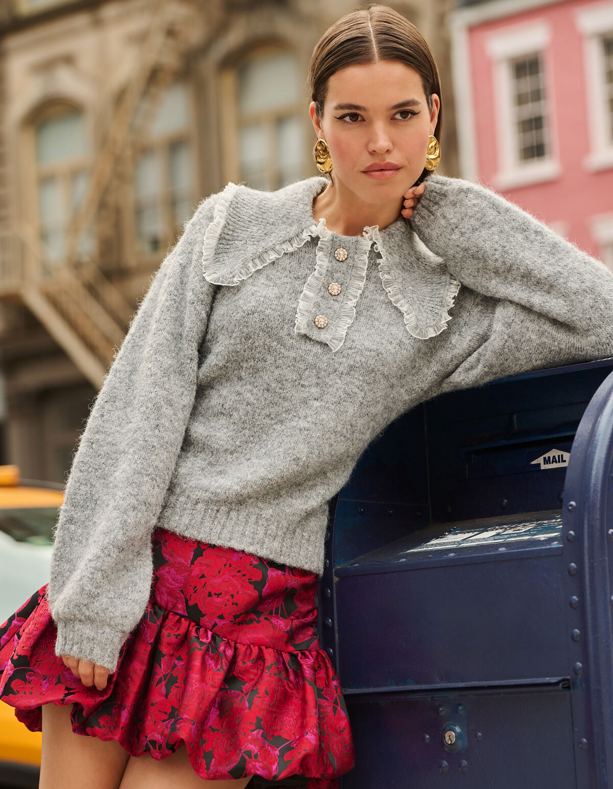 Collar Knit Trui Lichtgrijs SHOEBY WOMEN