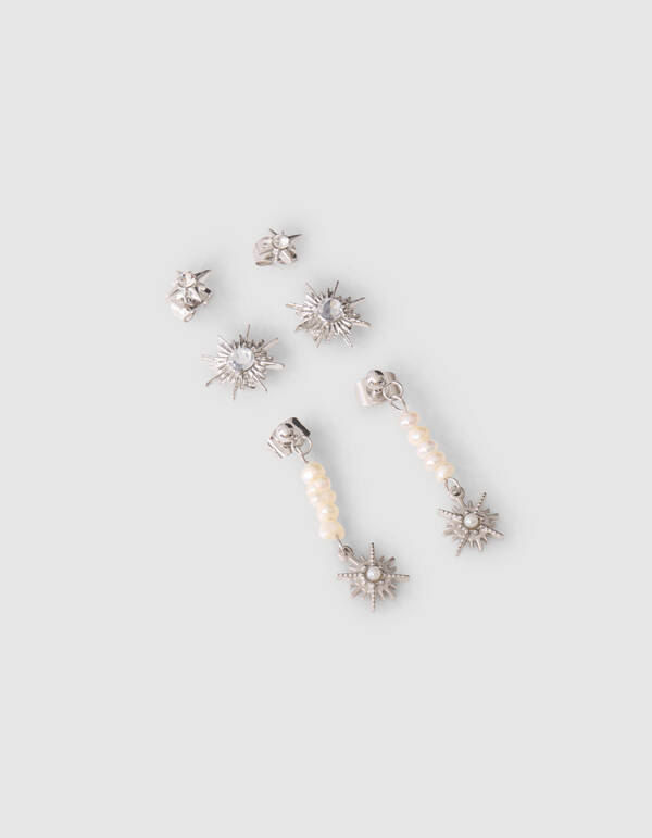 Sterren Oorbellen Set Zilver SHOEBY ACCESSOIRES