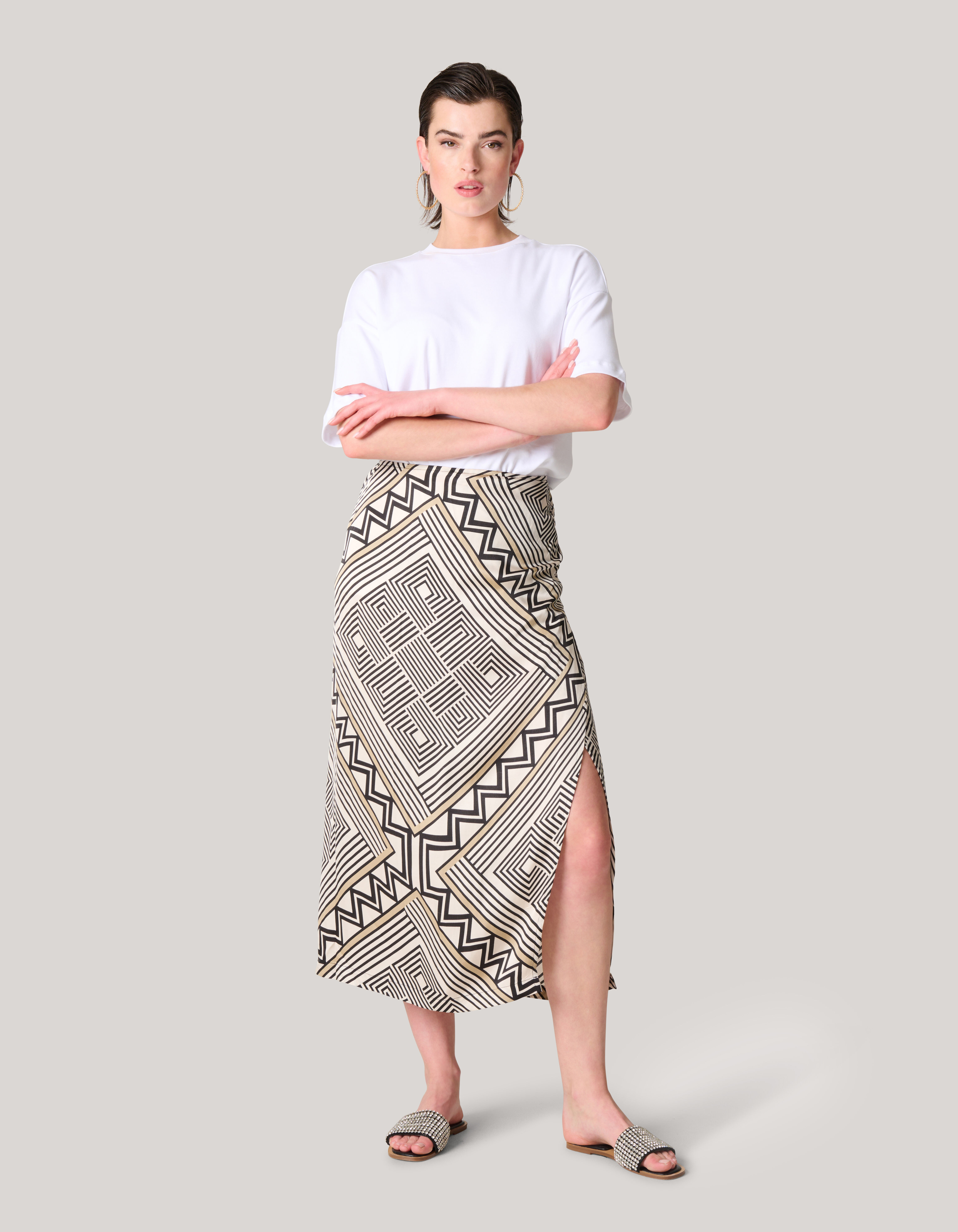 Printed Maxi Rok Gebroken Wit Shoeby