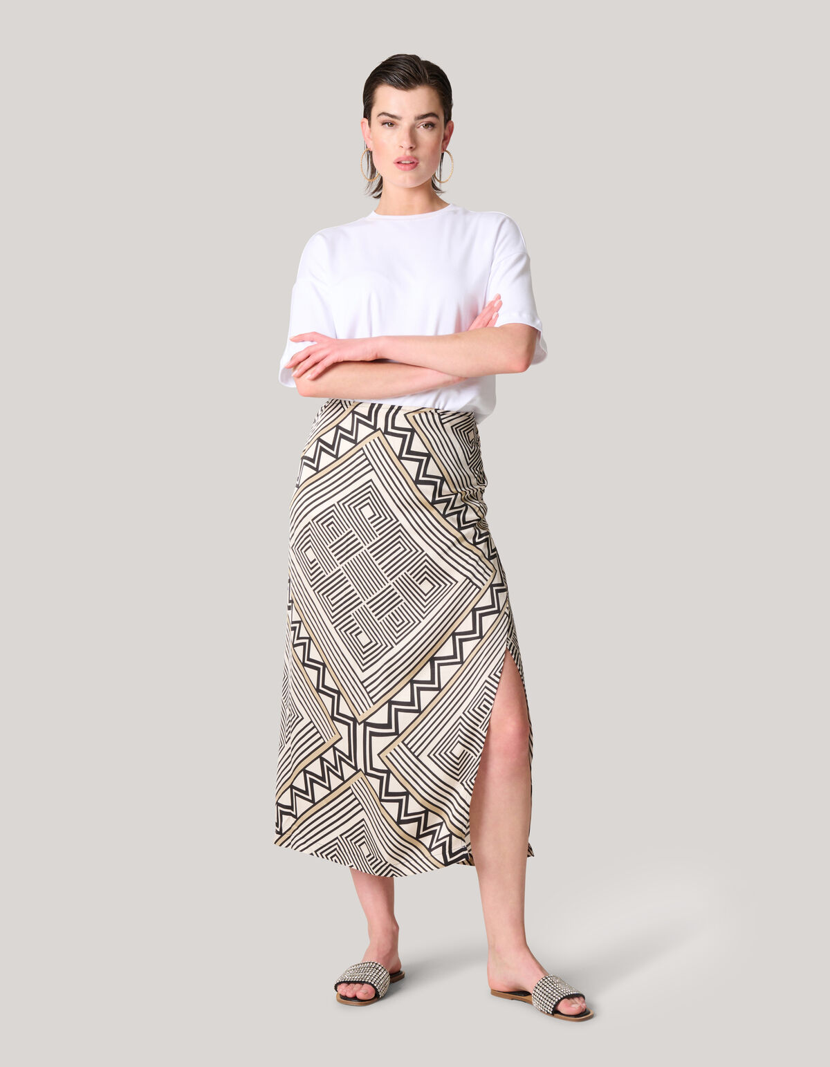 Printed Maxi Rok Gebroken Wit SHOEBY WOMEN