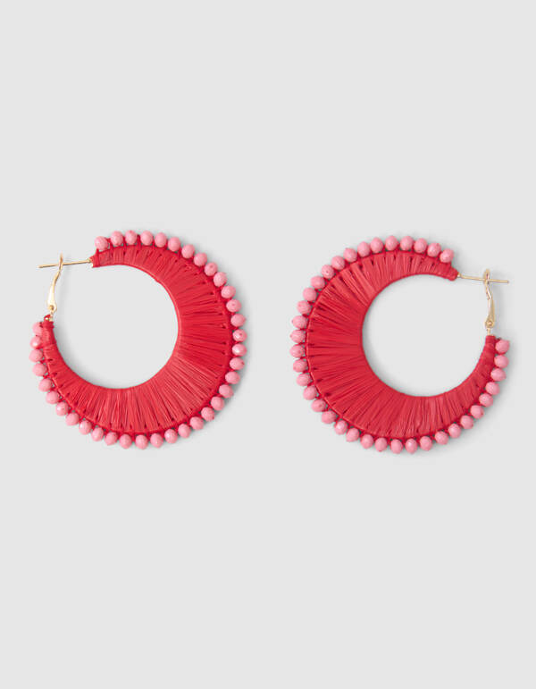 Beaded Hoop Oorbellen Roze SHOEBY ACCESSOIRES