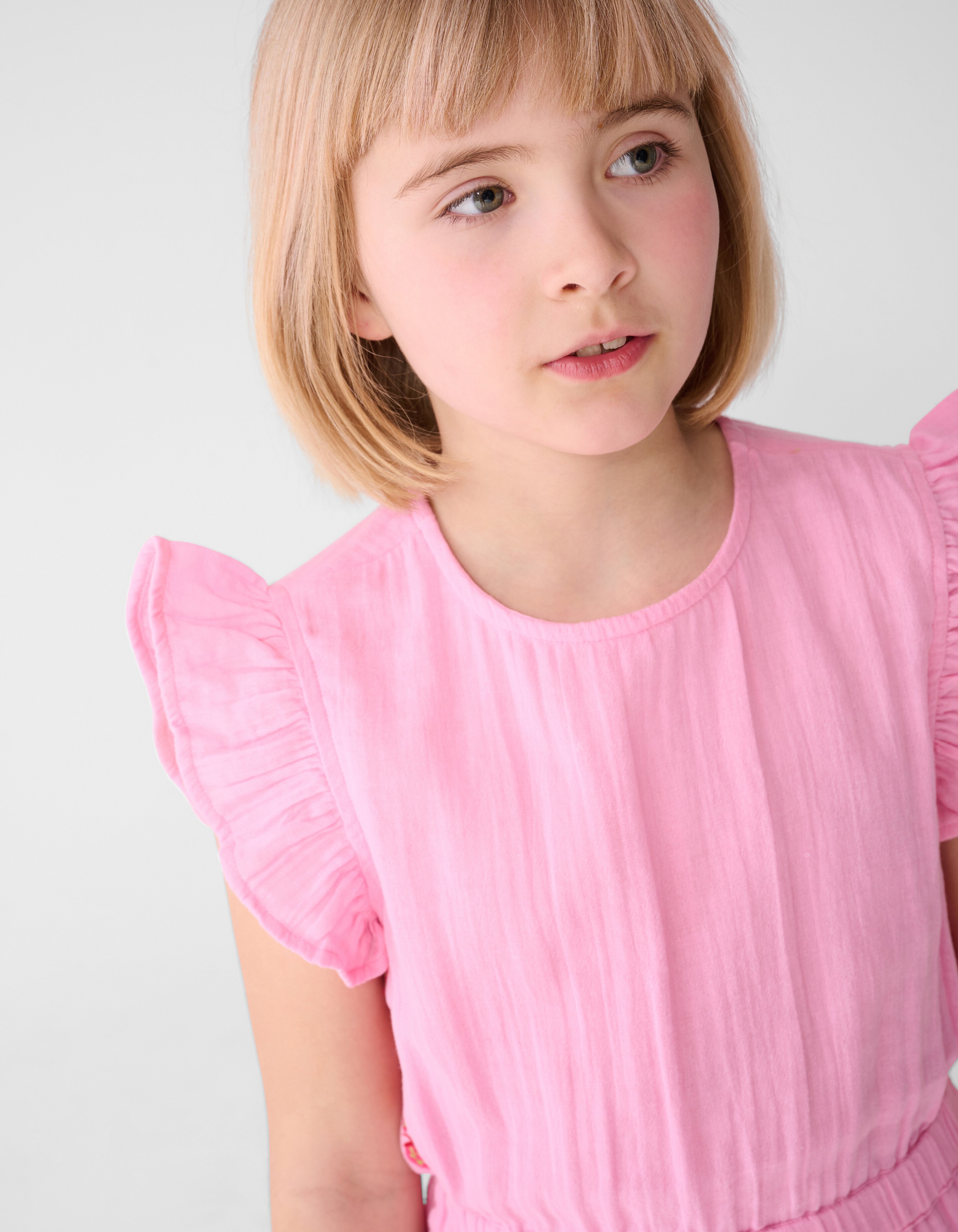 Strawberry Embroidery Mini Jurk Roze SHOEBY GIRLS