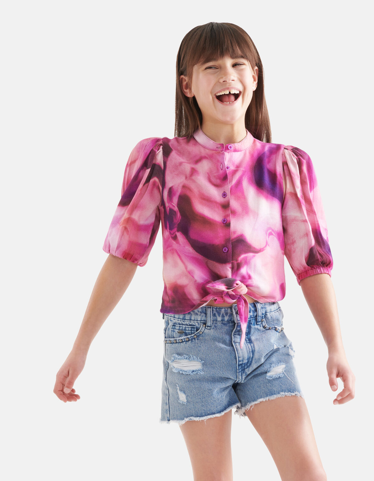 Tie Dye Print Blouse Roze SHOEBY GIRLS