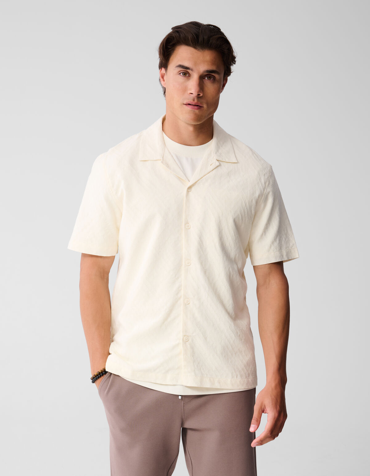 Jacquard Shirt Gebroken Wit SHOEBY MEN