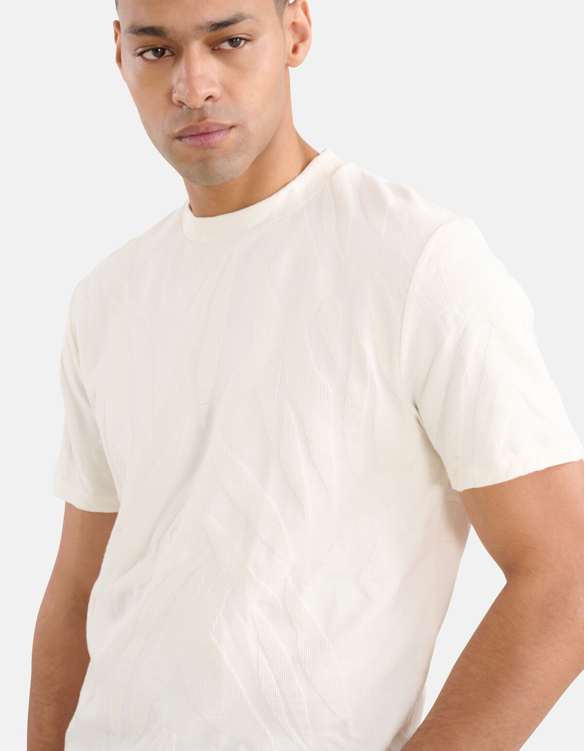 Structuur T-shirt Gebroken Wit SHOEBY MEN