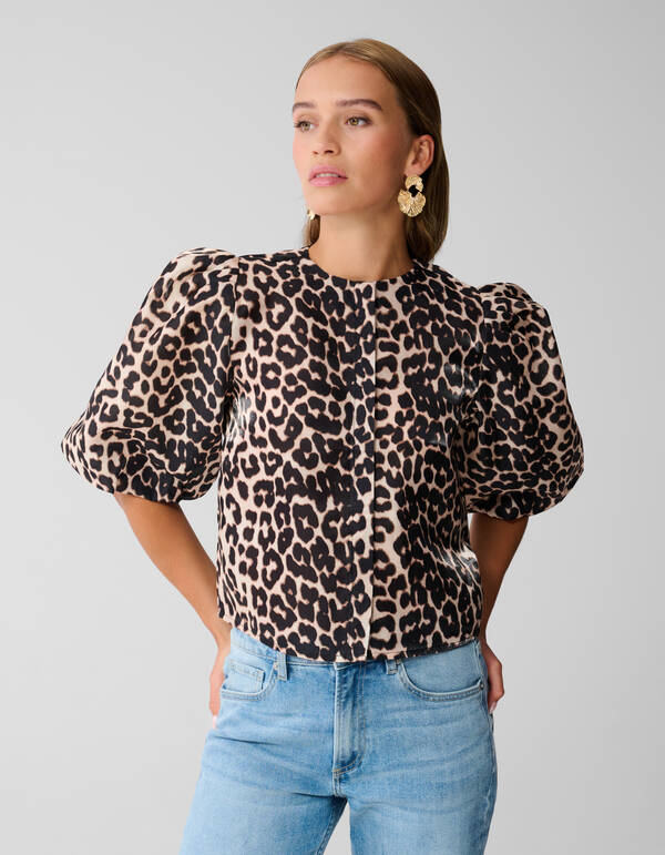 Puff Leopard Blouse Bruin SHOEBY WOMEN