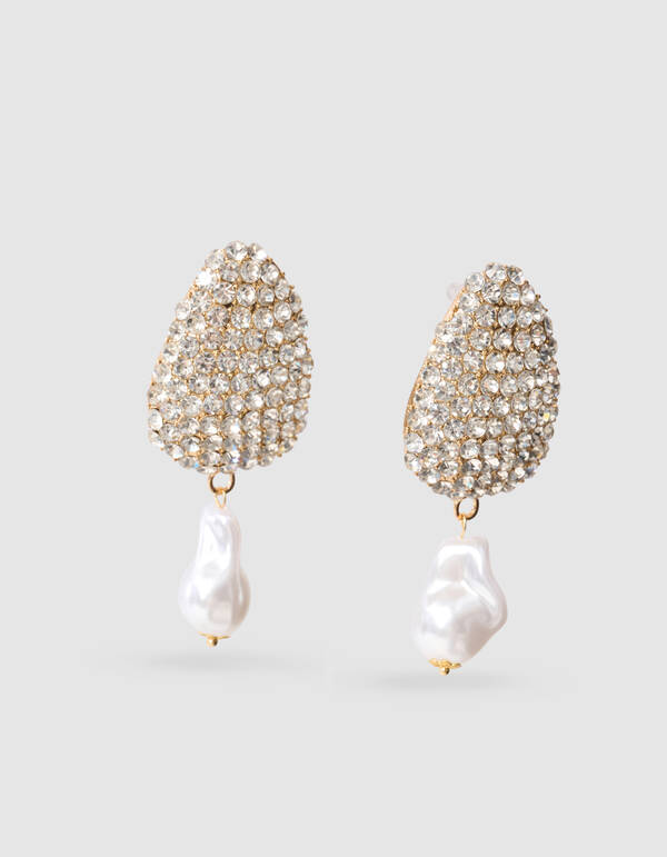 Statement Strass Parel Oorbellen Goud SHOEBY ACCESSOIRES