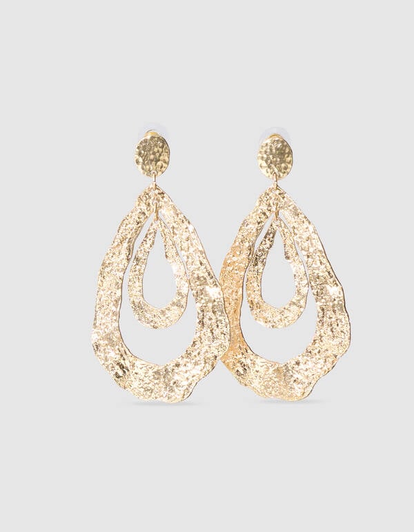 Hammered Oval Oorbellen Goud SHOEBY ACCESSOIRES