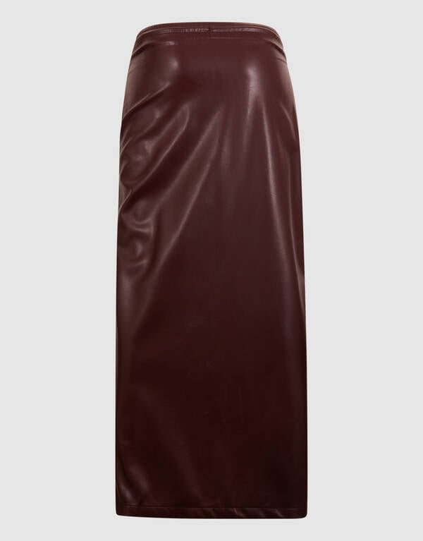Vegan Leren Maxi Rok Donkerrood SHOEBY WOMEN