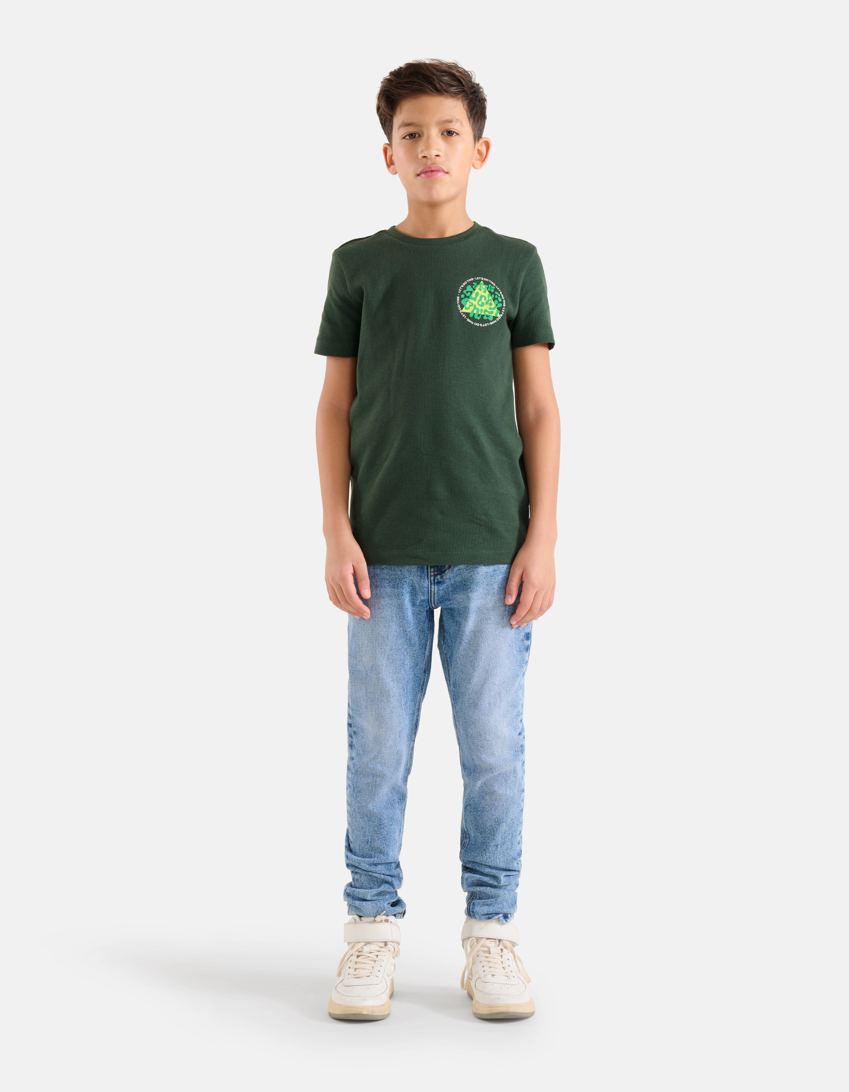 Structuur T-shirt Donkergroen SHOEBY BOYS