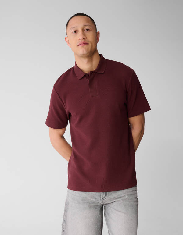 Waffle Polo Donkerrood SHOEBY MEN