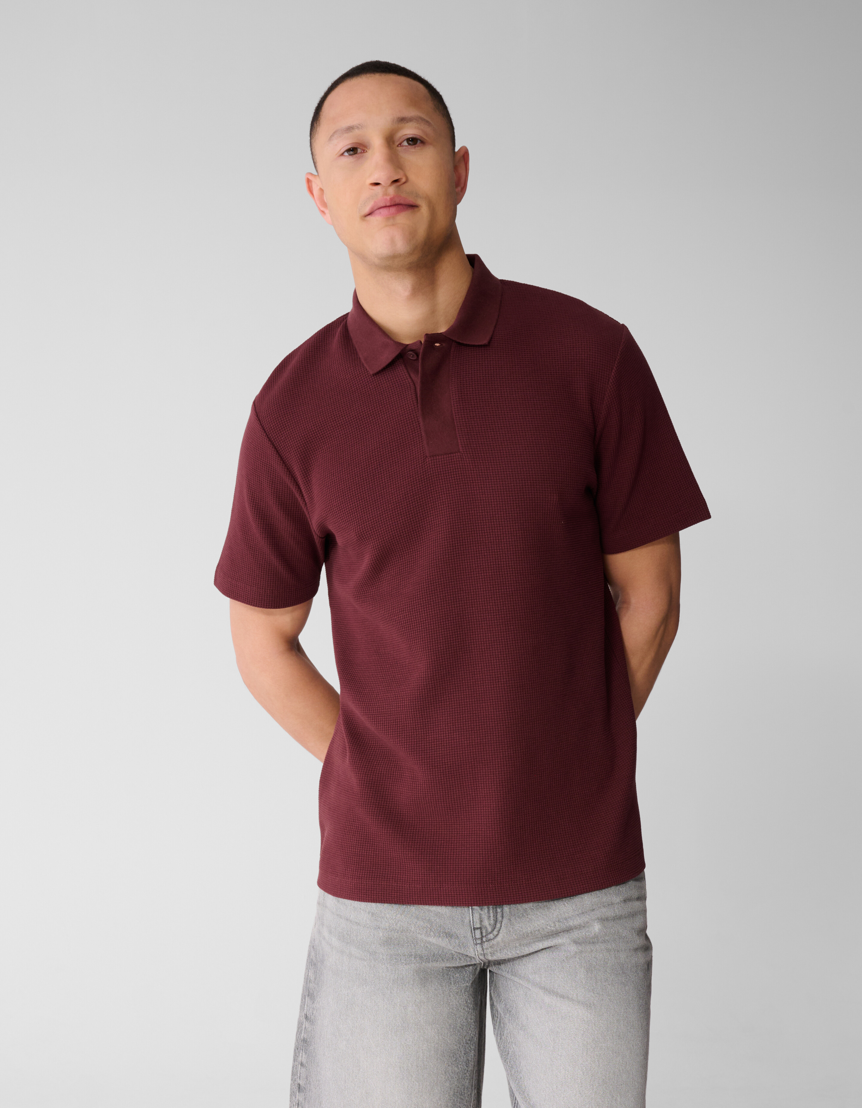 Waffle Polo Donkerrood SHOEBY MEN