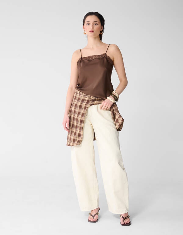 Satijnen Top Bruin SHOEBY WOMEN