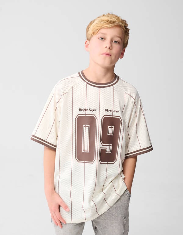 Oversized Sporty T-shirt Gebroken Wit SHOEBY BOYS
