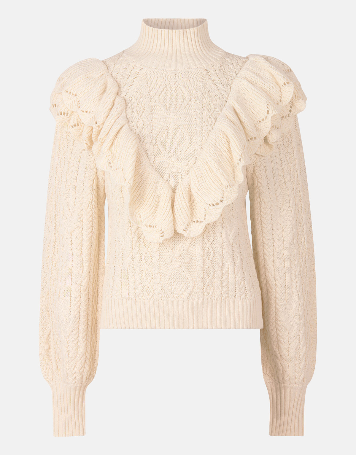 Ruffle Kabeltrui Gebroken Wit SHOEBY WOMEN