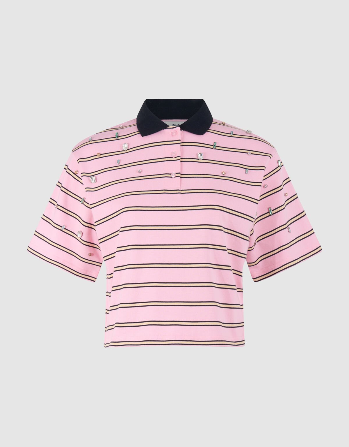 Oversized Pinstripe Strass Polo Roze SHOEBY WOMEN