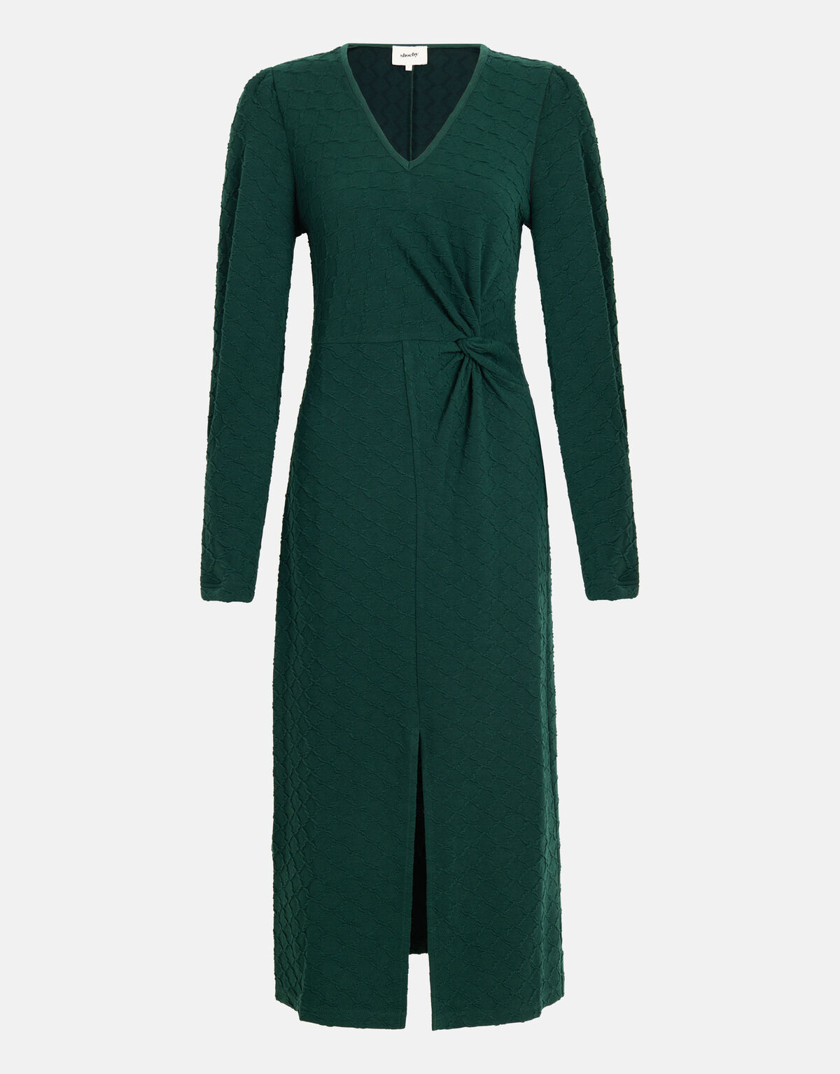 Structuur Midi Jurk Donkergroen SHOEBY WOMEN