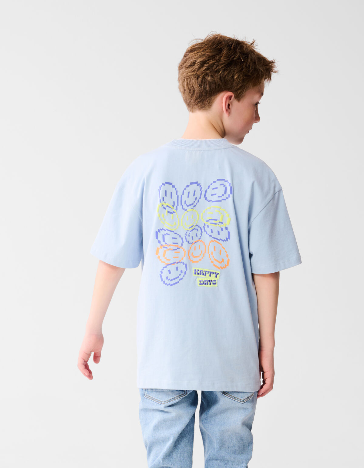 Smiley Artwork T-shirt Lichtblauw SHOEBY BOYS