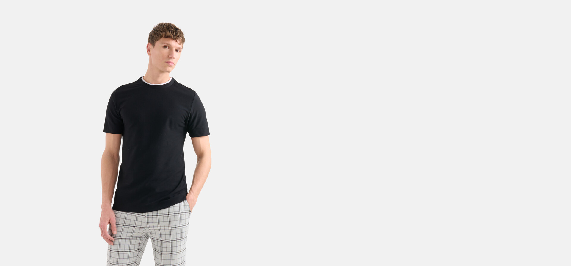 Double Layer T-shirt Zwart SHOEBY MEN