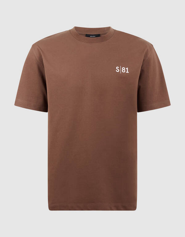 Tekst Print T-shirt Donkerbruin SHOEBY MEN