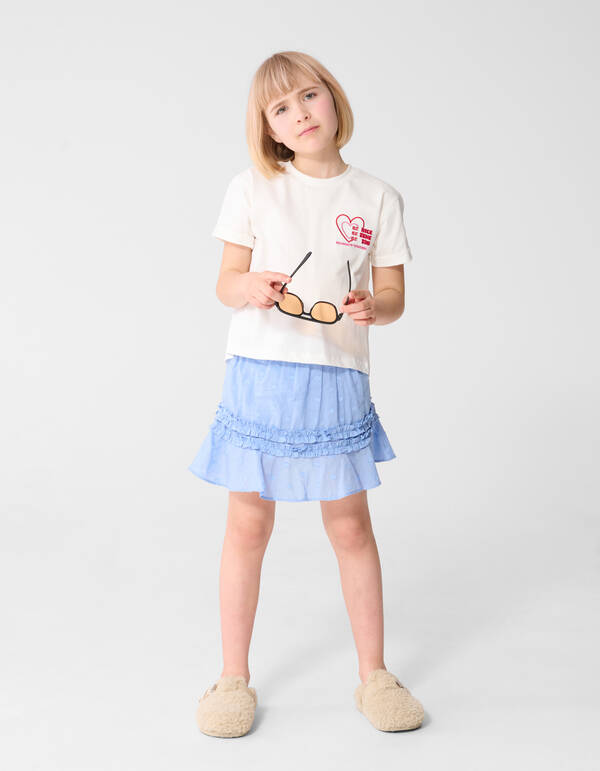 Ruffle Heart Mini Rok Lichtblauw SHOEBY GIRLS