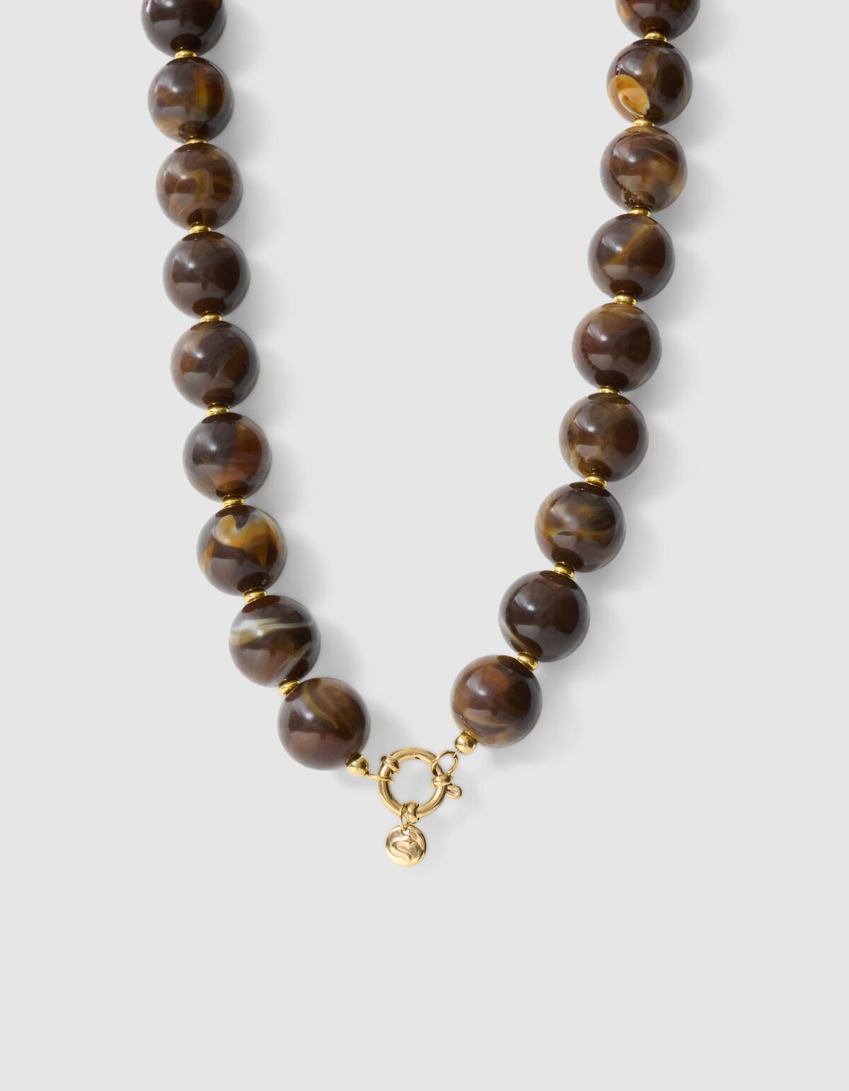 Ronde Beaded Ketting Bruin SHOEBY ACCESSOIRES