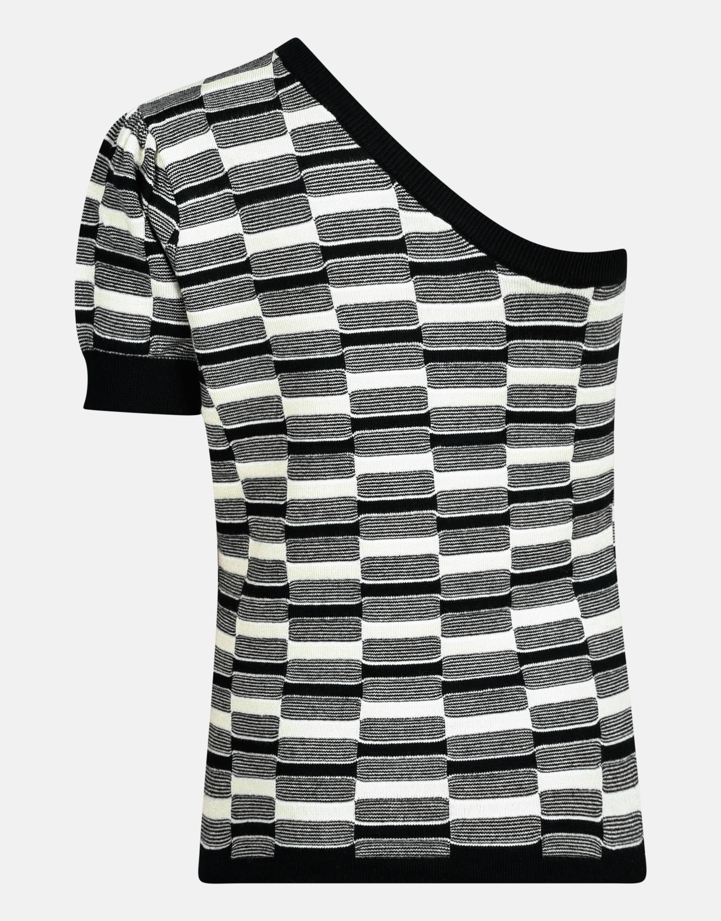 Gebreide One Shoulder Top Zwart/Wit SHOEBY GIRLS