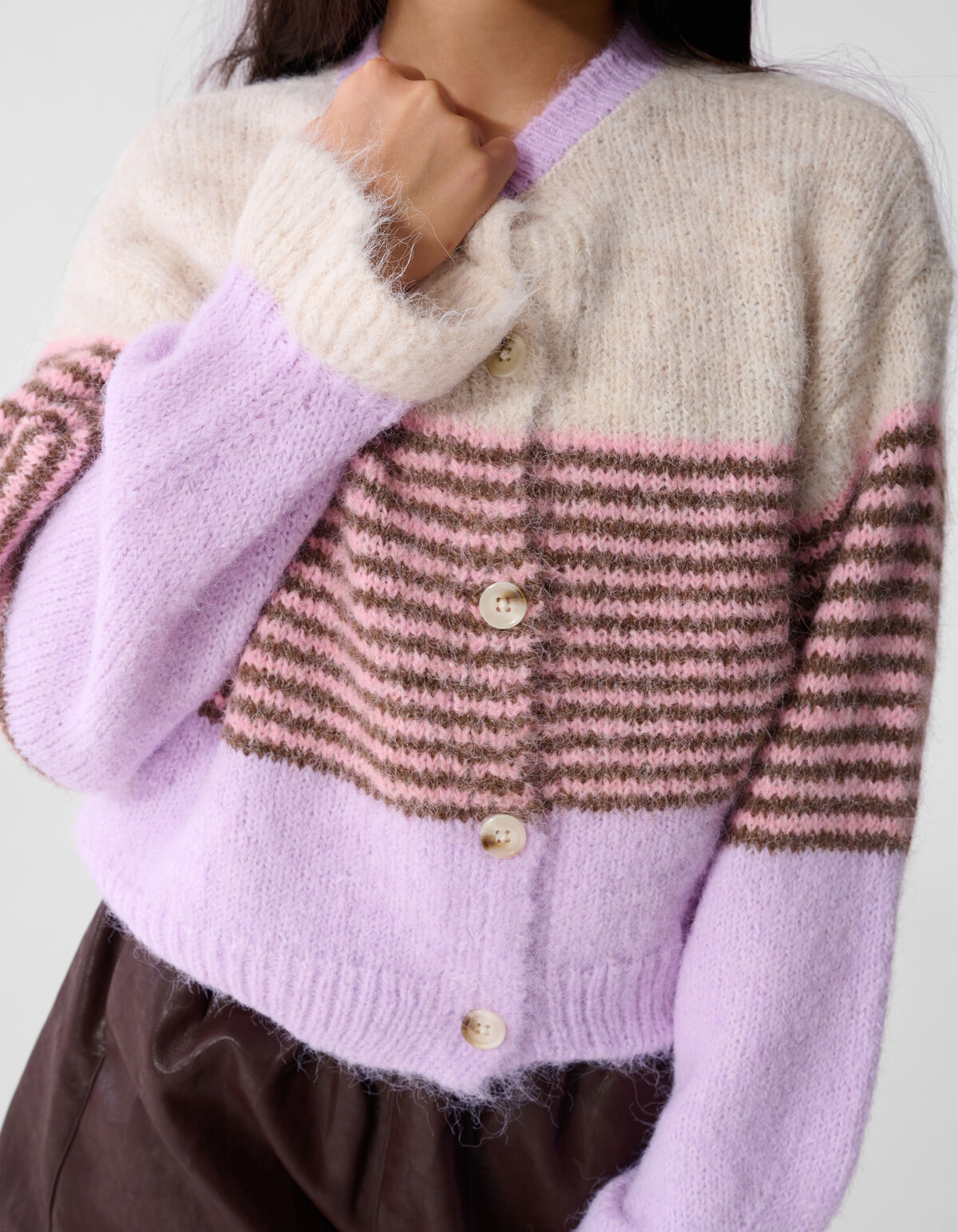 Fluffy Gestreept Vest Gebroken Wit/Paars SHOEBY GIRLS