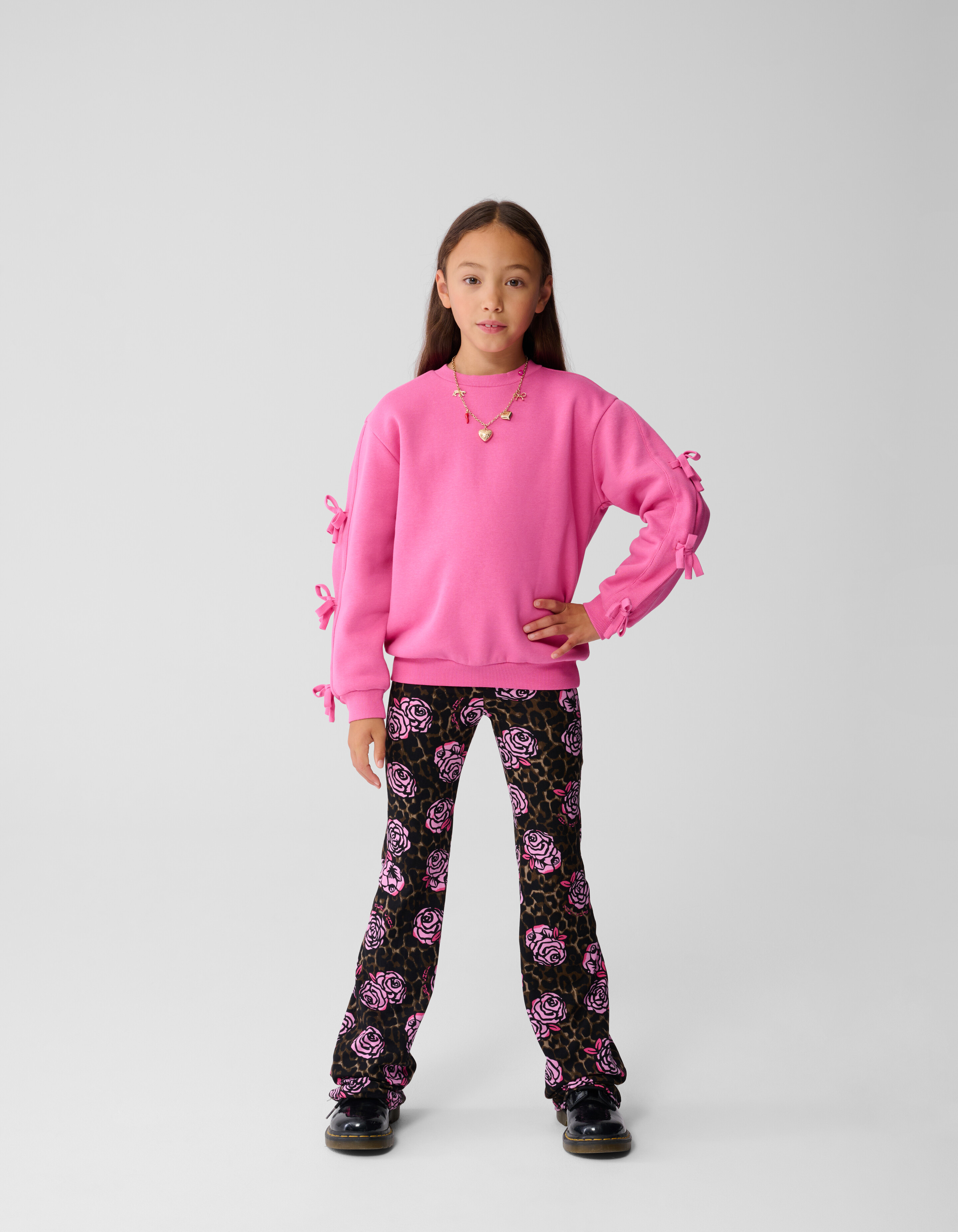 Rose Printed Flared Broek Bruin SHOEBY GIRLS
