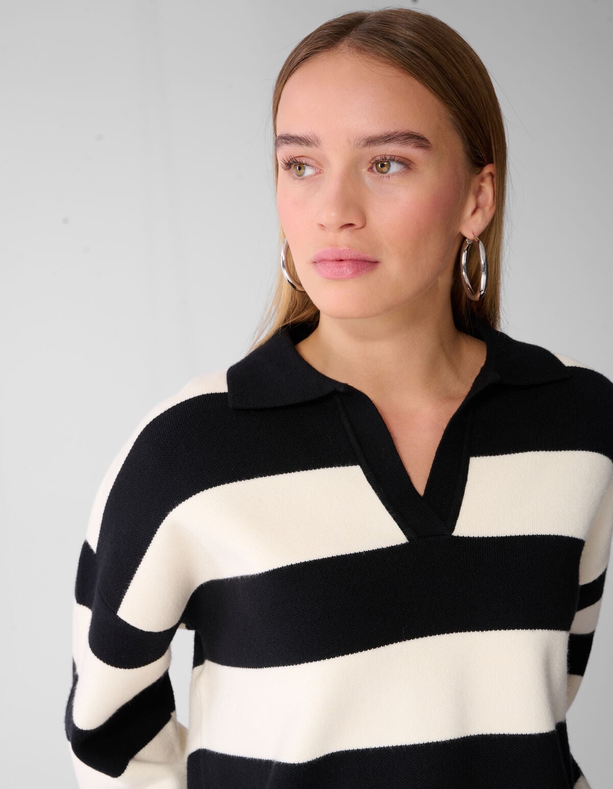 Gestreepte Gebreide Polo Zwart/Wit SHOEBY WOMEN