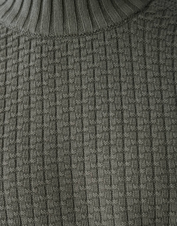 Structuur Knit Sweater Donkergroen SHOEBY MEN