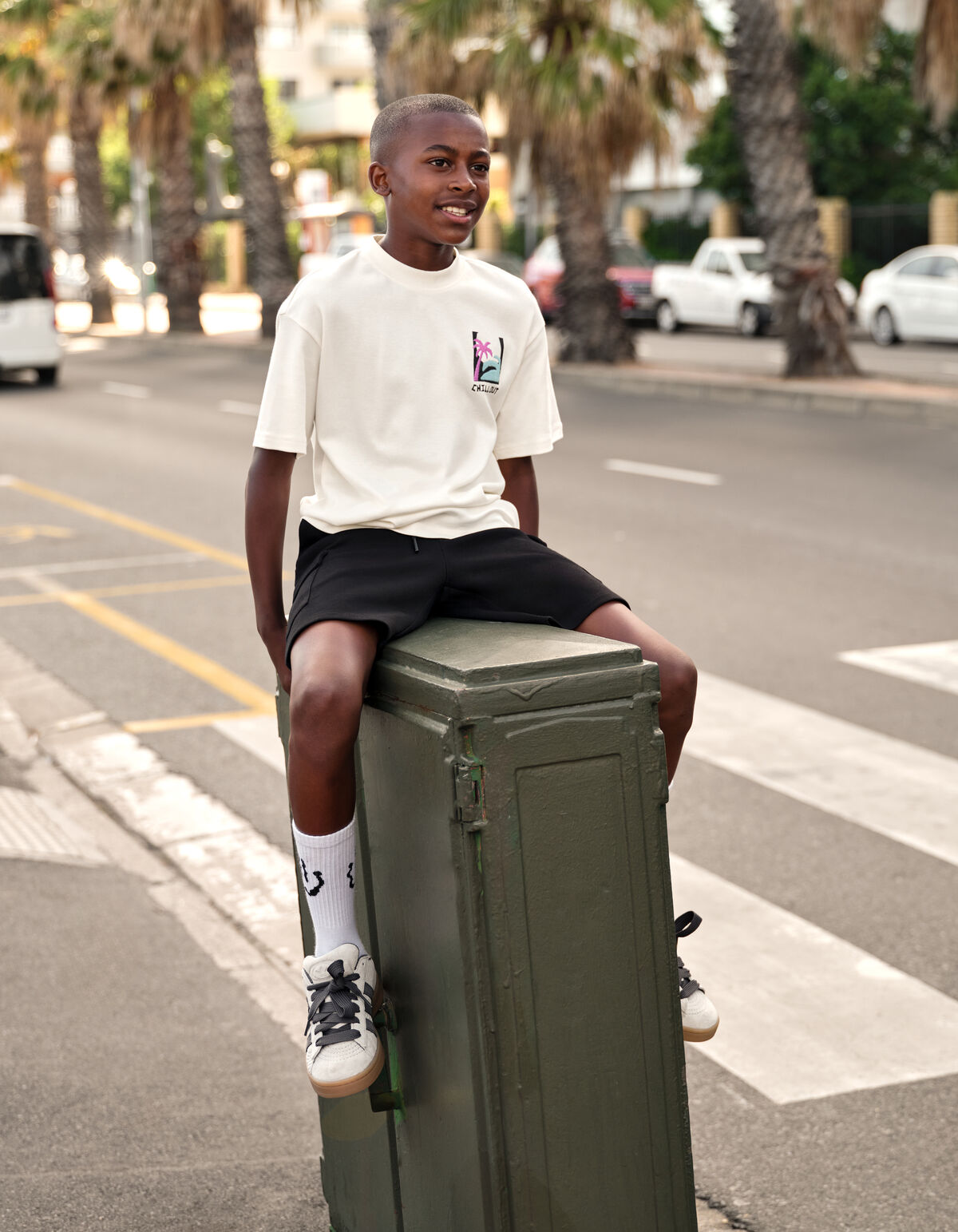 Towling Artwork T-shirt Gebroken Wit SHOEBY BOYS