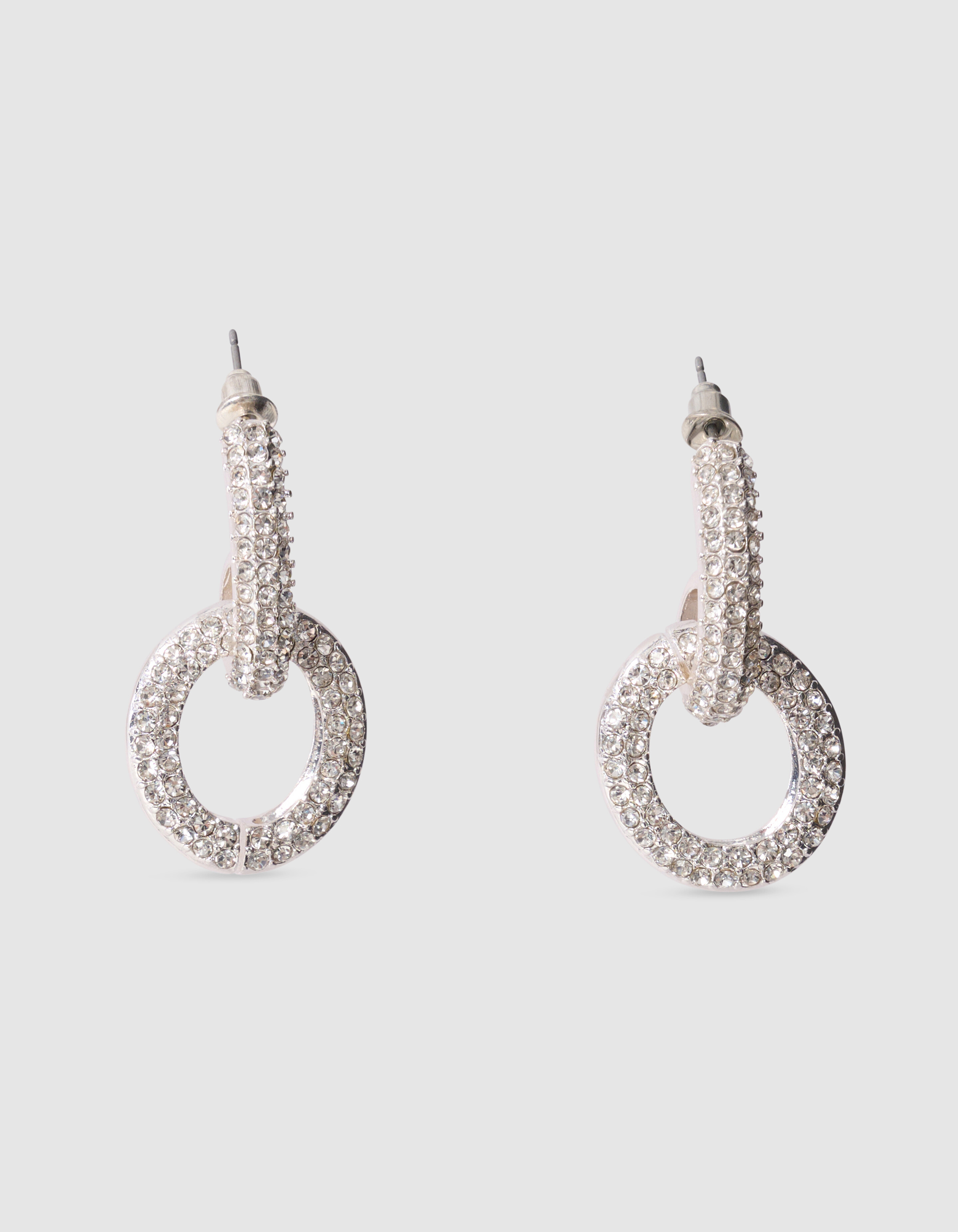 Strass Oval Oorbellen Zilver SHOEBY ACCESSOIRES