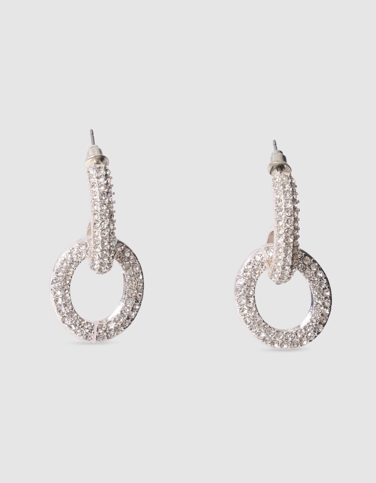 Strass Oval Oorbellen Zilver SHOEBY ACCESSOIRES