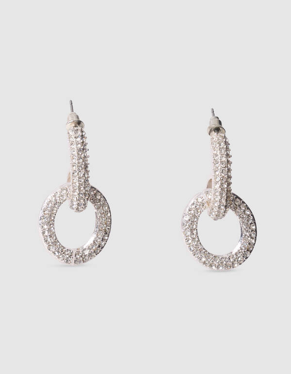 Strass Oval Oorbellen Zilver SHOEBY ACCESSOIRES