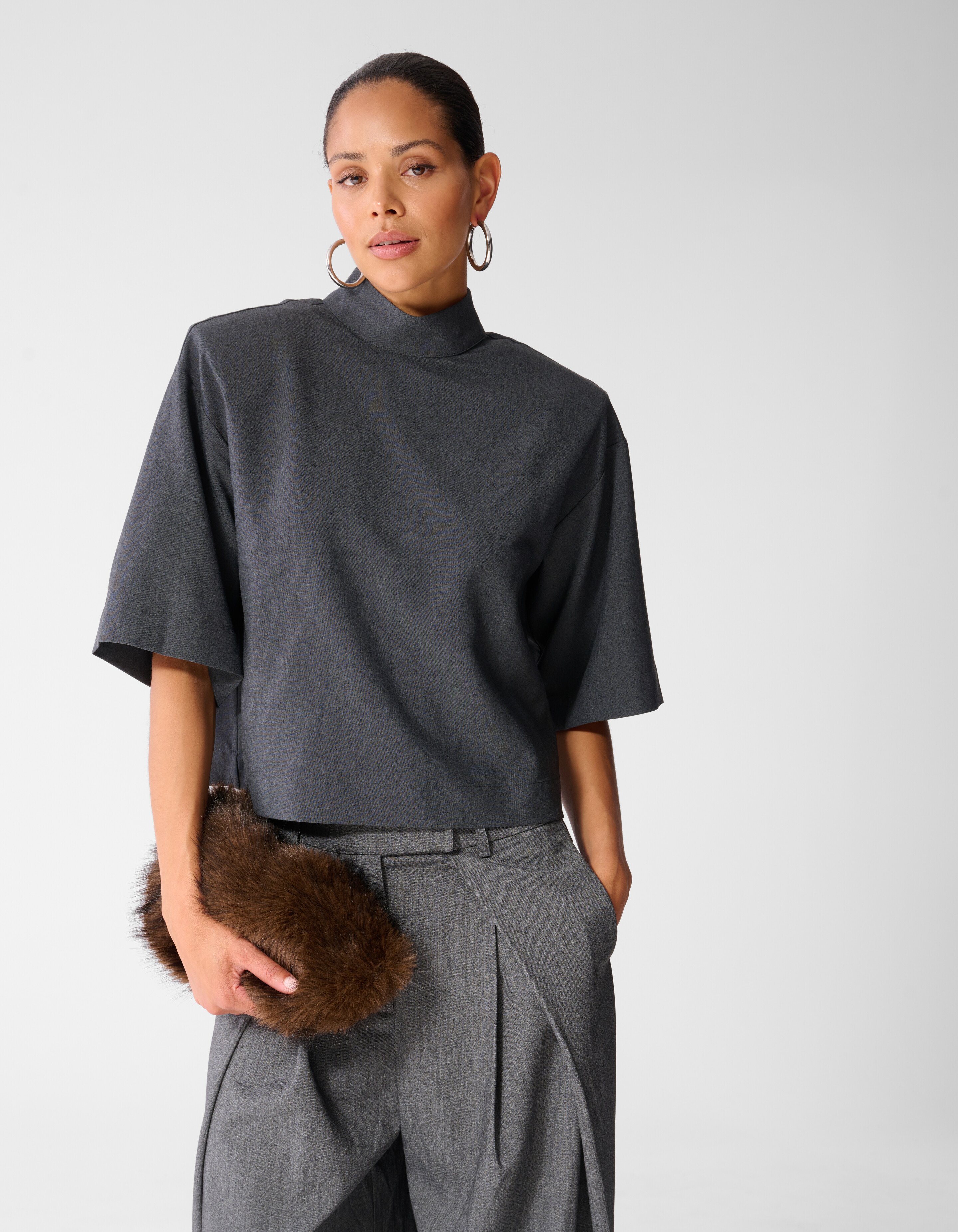 Geweven Schouder Top Grijs SHOEBY WOMEN