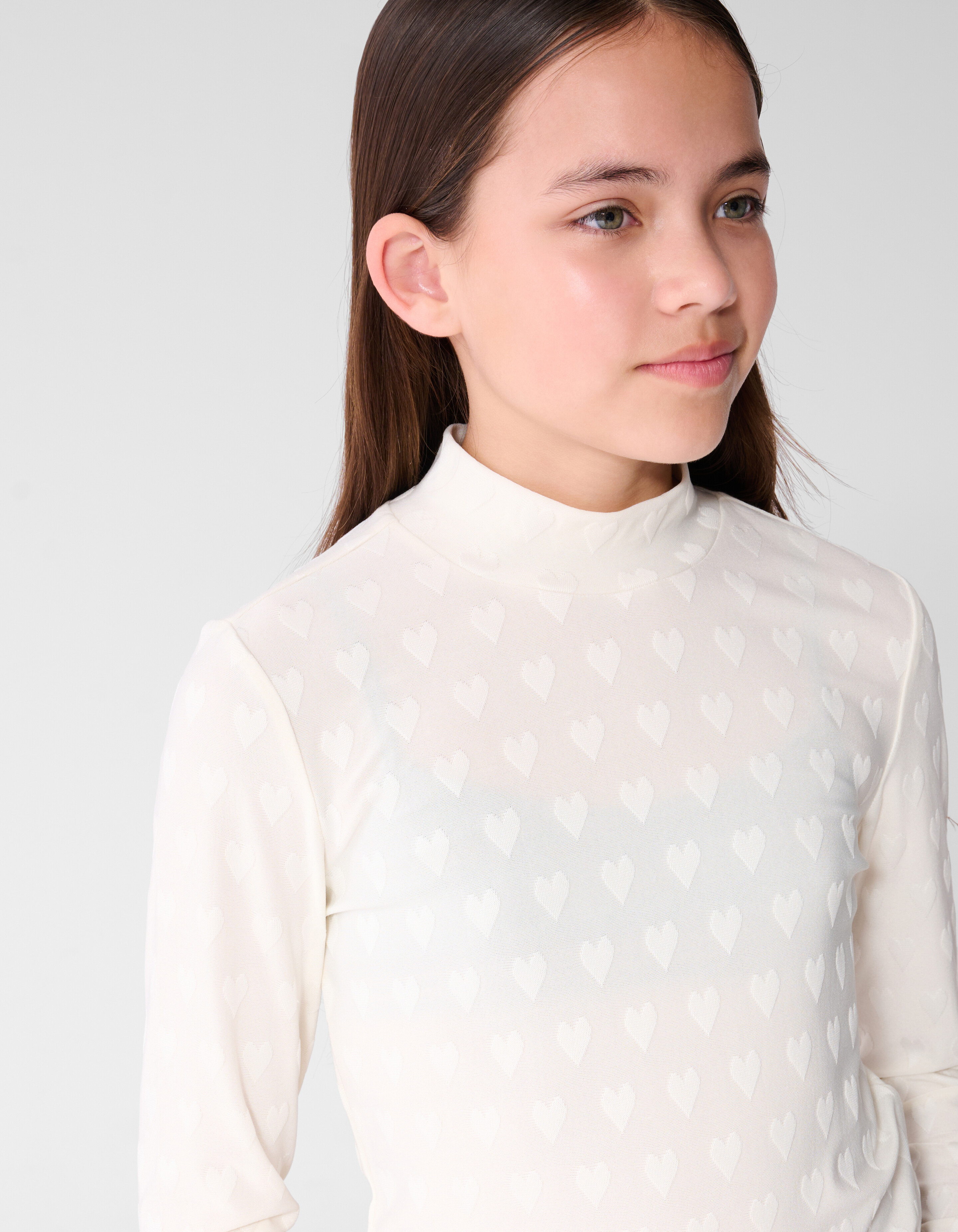 All Over Heart Print Top Gebroken Wit SHOEBY GIRLS