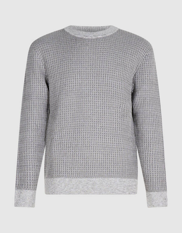 Waffle Crewneck Trui Lichtgrijs SHOEBY MEN