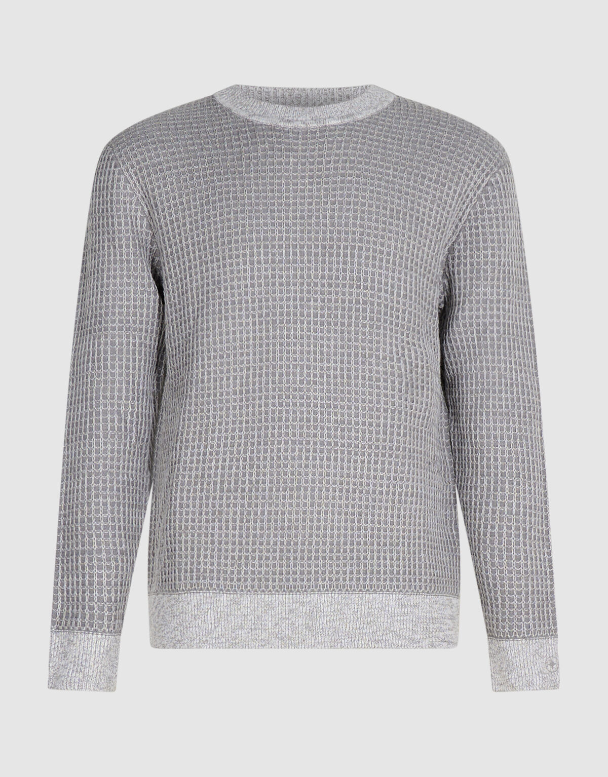Waffle Crewneck Trui Lichtgrijs SHOEBY MEN