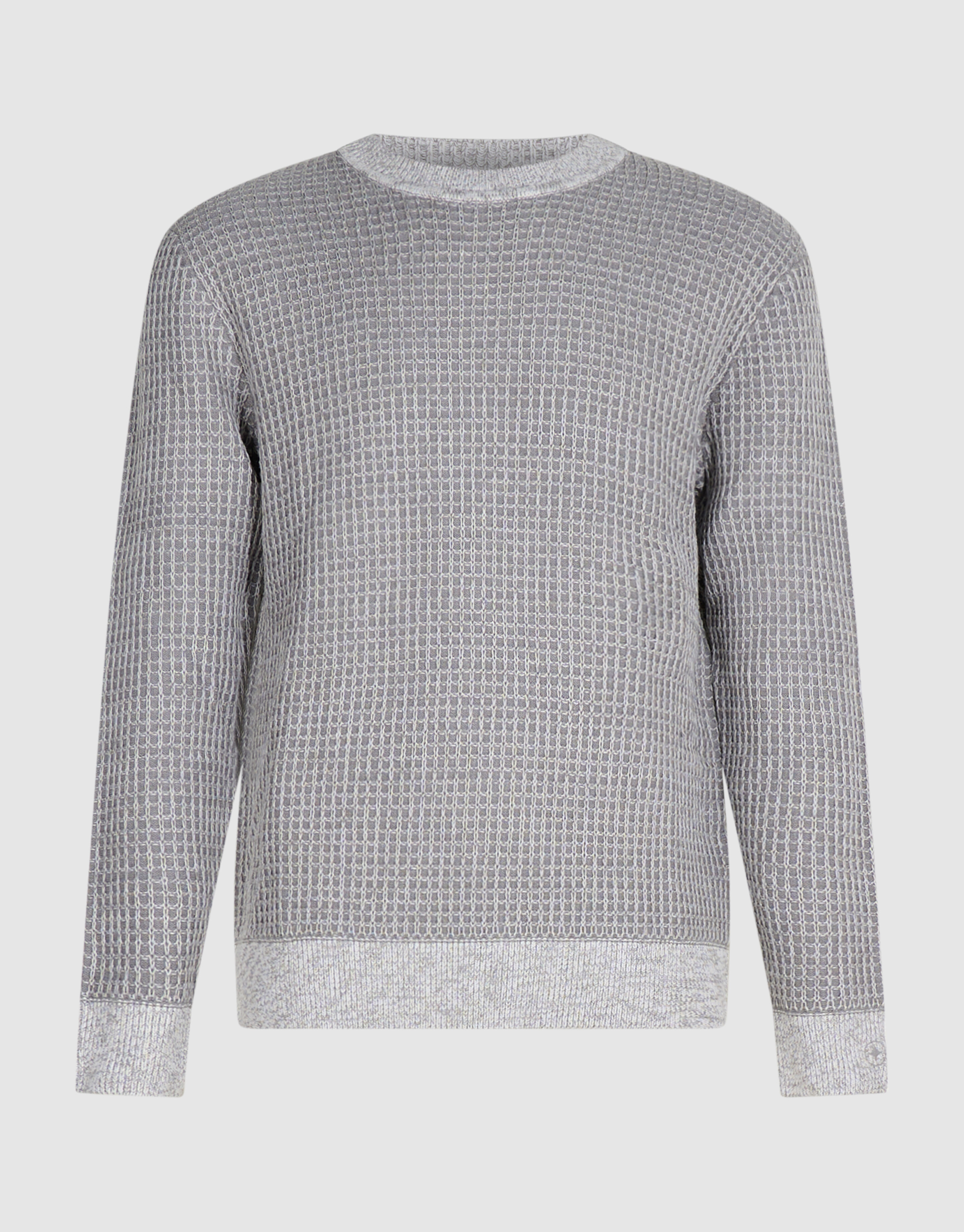 Waffle Crewneck Trui Lichtgrijs SHOEBY MEN