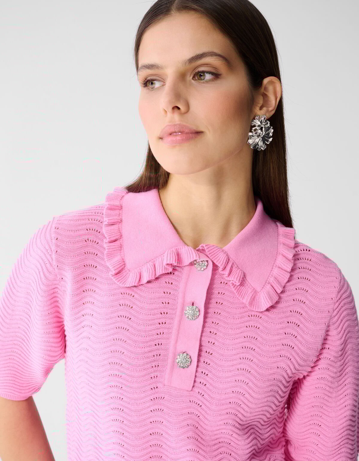 Gebreide Ruffle Polo Roze SHOEBY WOMEN