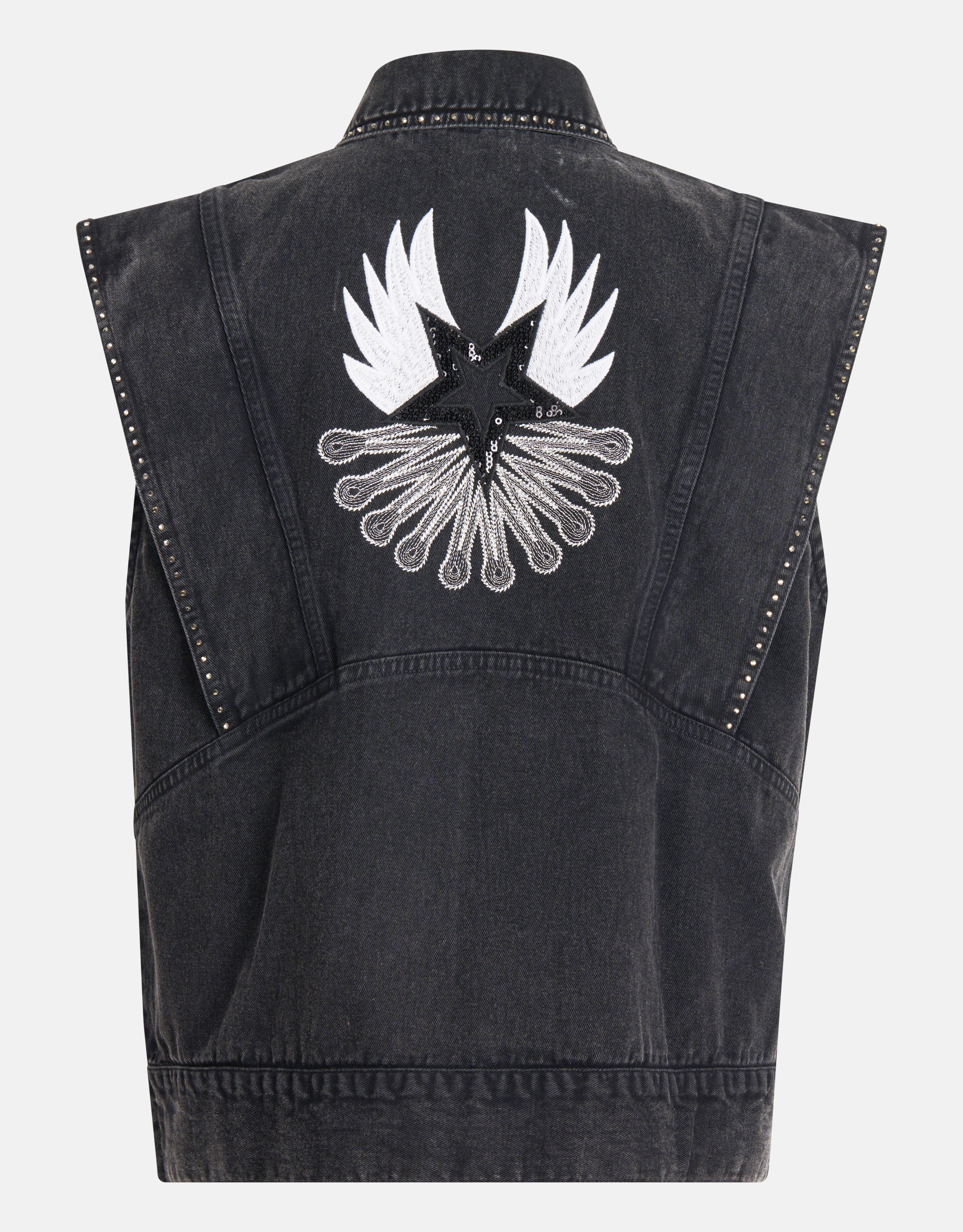 Studs Embroidery Gilet Donkergrijs SHOEBY GIRLS