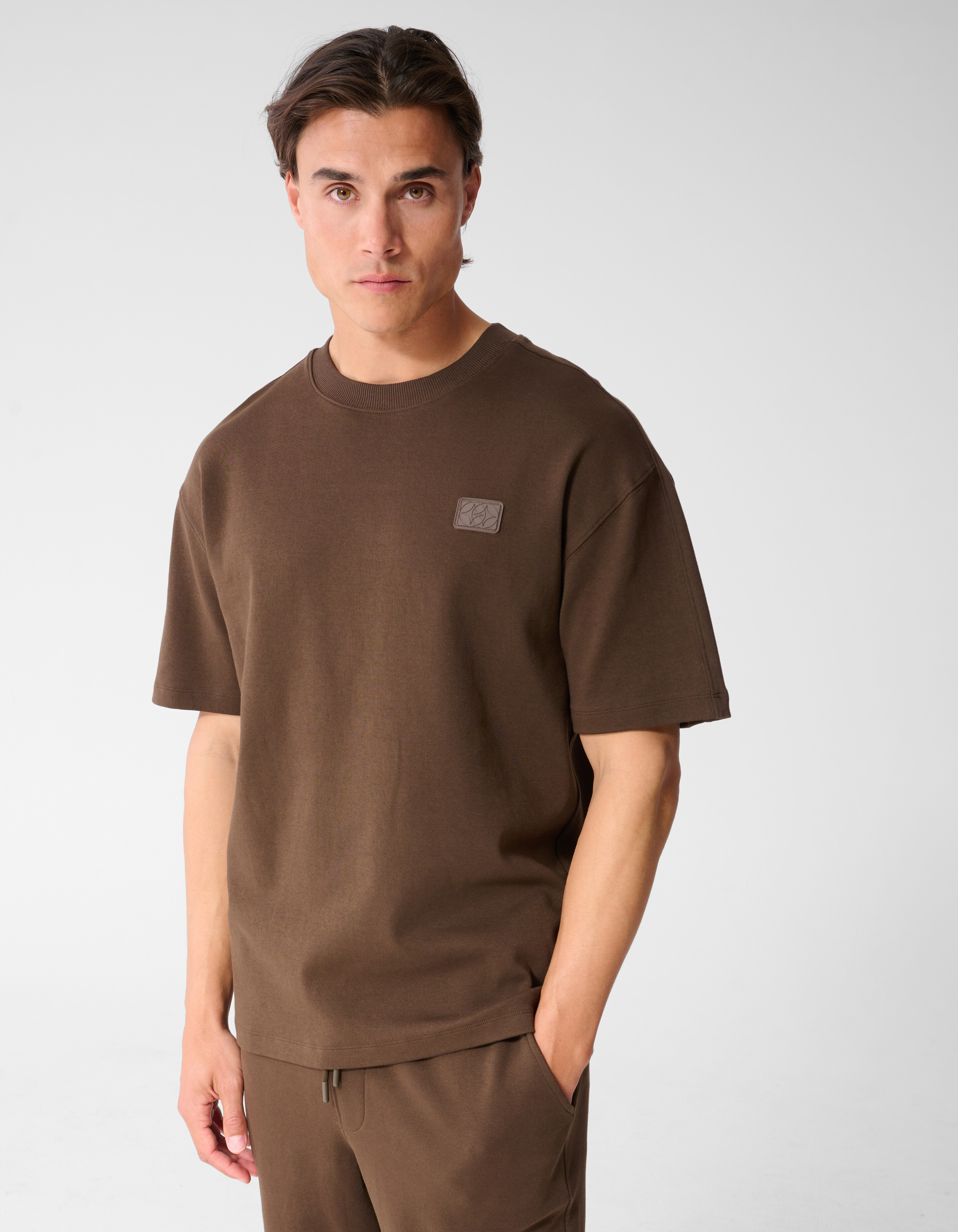 Spark Label T-shirt Donkerbruin SHOEBY MEN