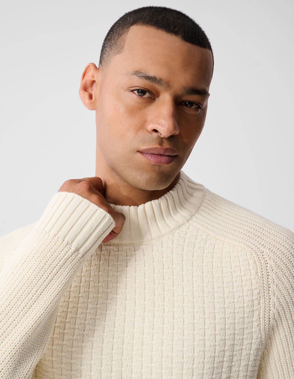 Structuur Knit Sweater Gebroken Wit SHOEBY MEN