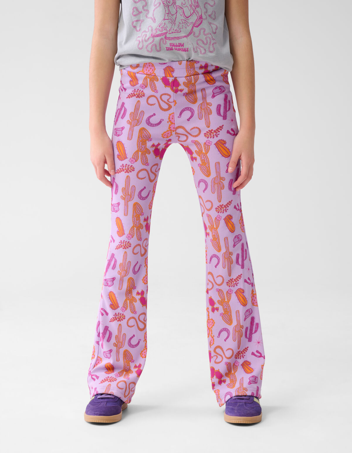 Printed Rib Flared Legging Lichtpaars SHOEBY GIRLS