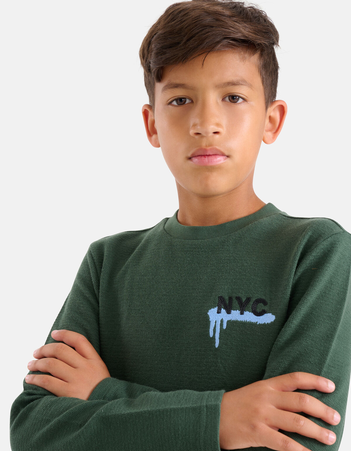 Structuur Longsleeve Donkergroen SHOEBY BOYS