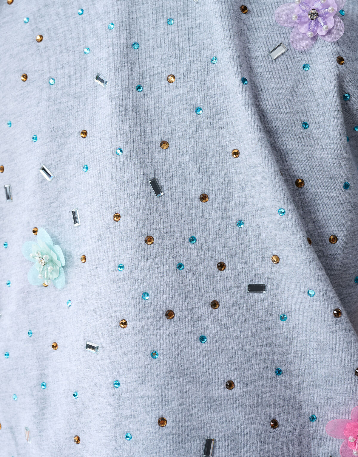 Flower Strass T-shirt Grijs SHOEBY GIRLS