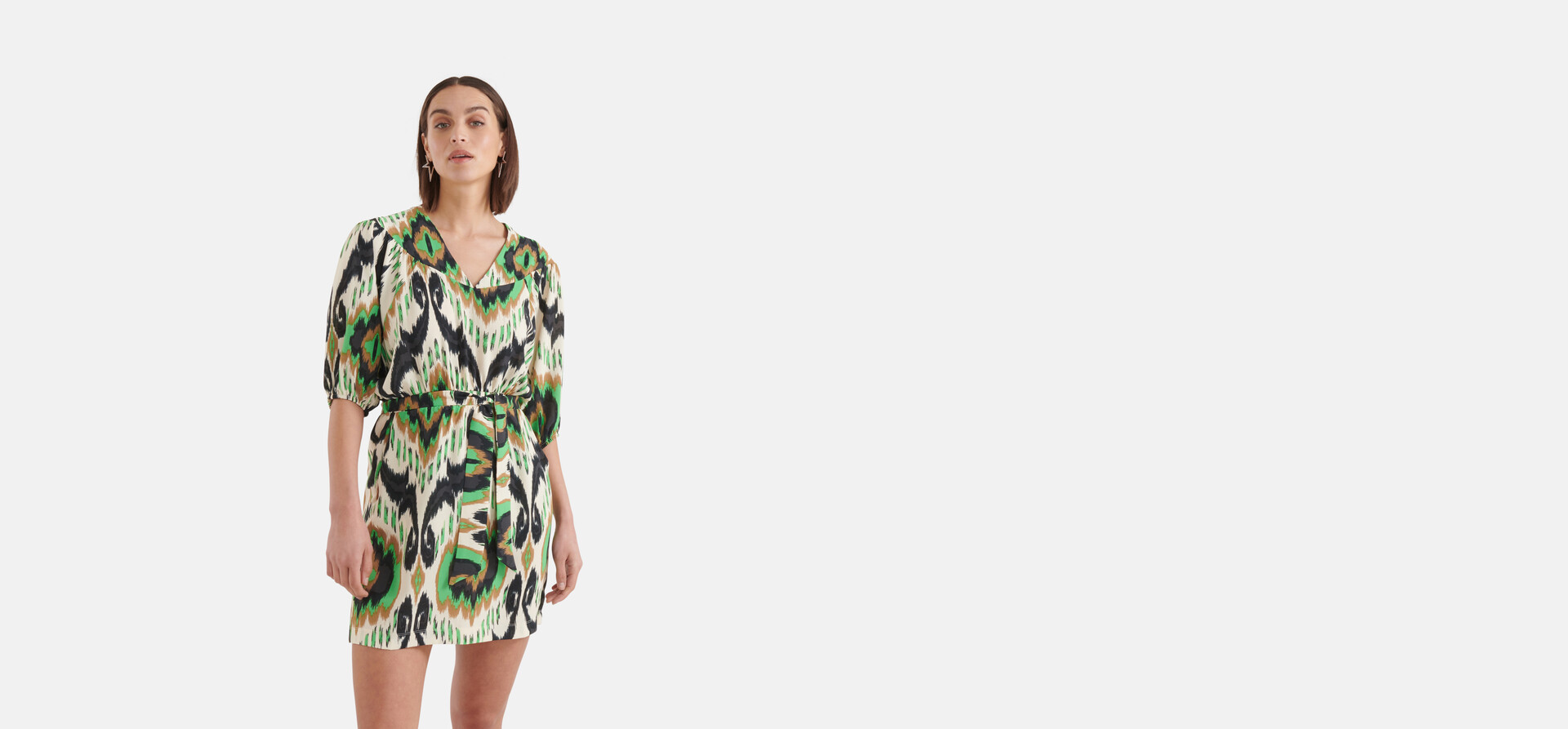 Grafische Print Jurk Groen SHOEBY WOMEN