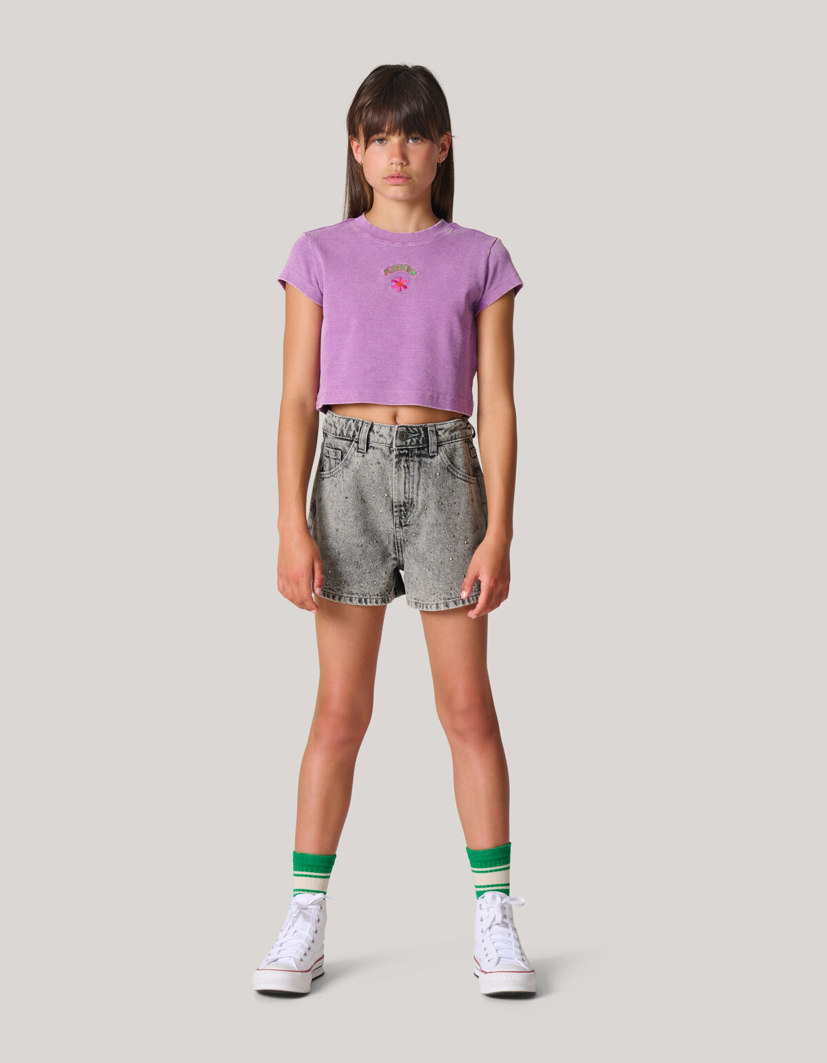 Embroidery Crop Top Lichtpaars SHOEBY GIRLS